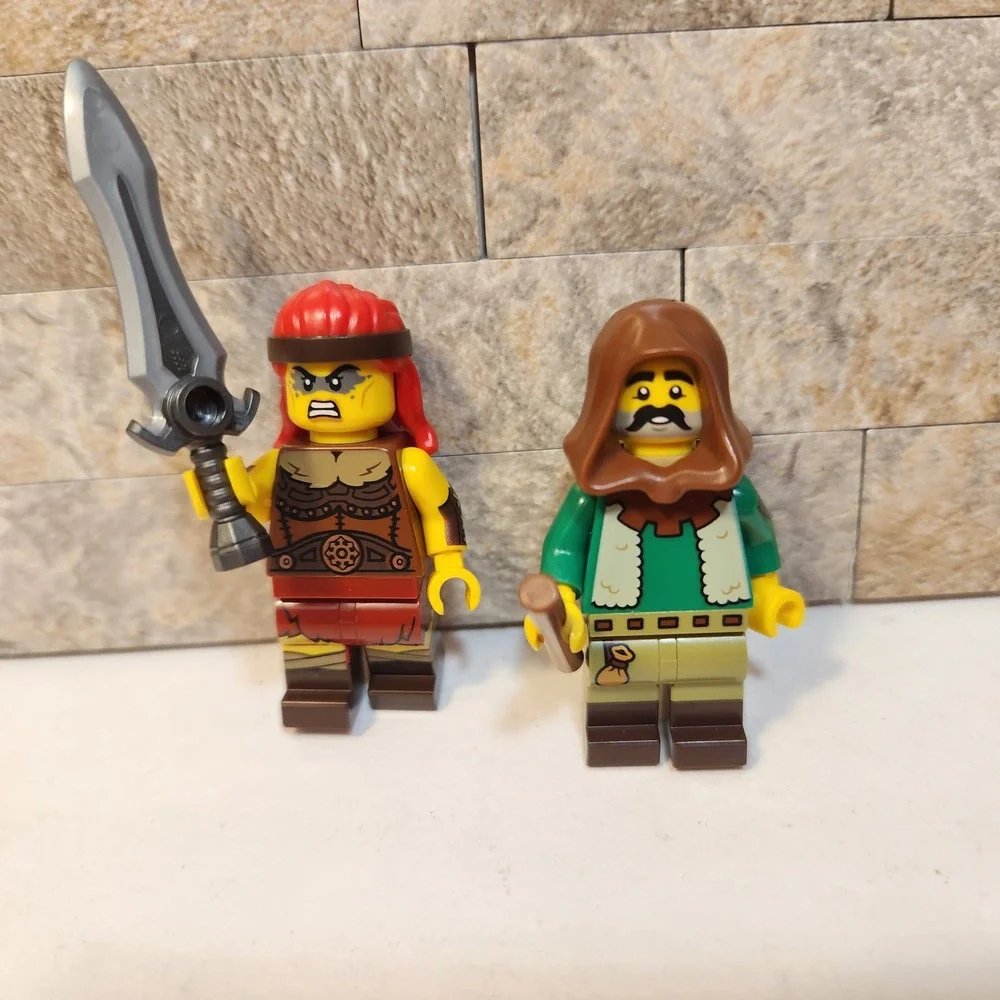 LEGO Castle Barbarian Warrior and Forest Bandit Minifigures Medieval Fantasy